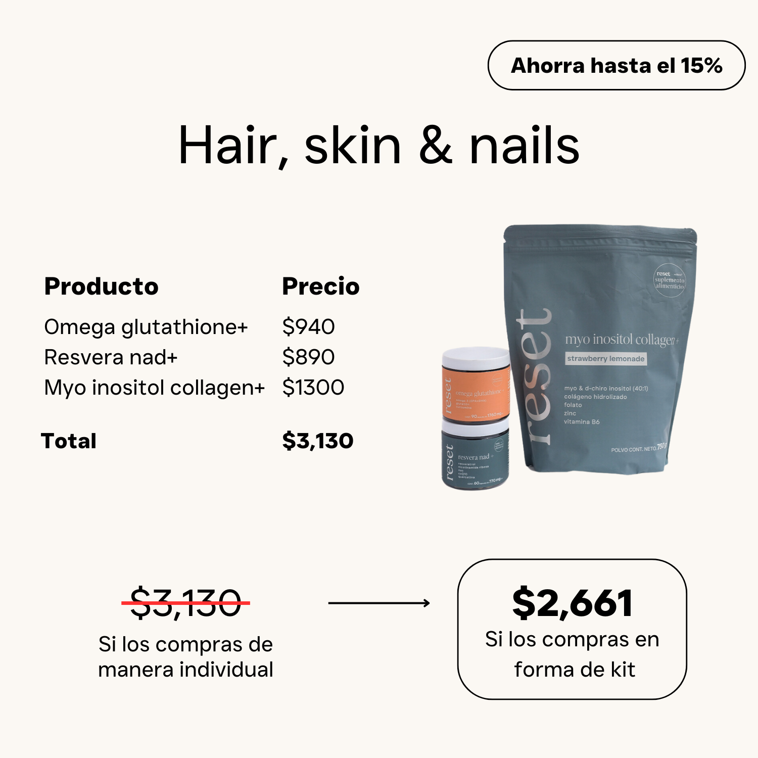 Hair, skin, & nails kit